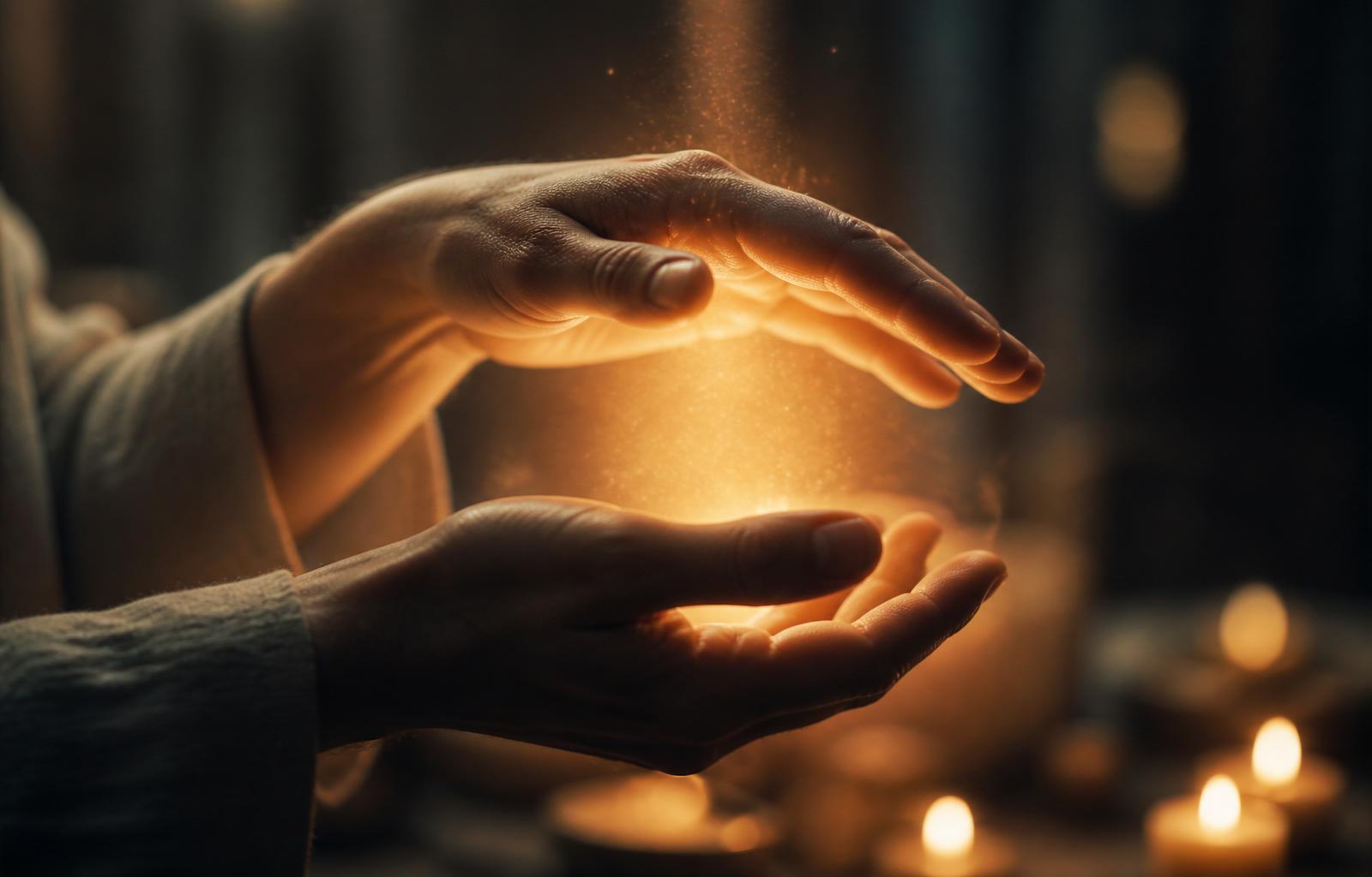 Manos en gesto de Reiki